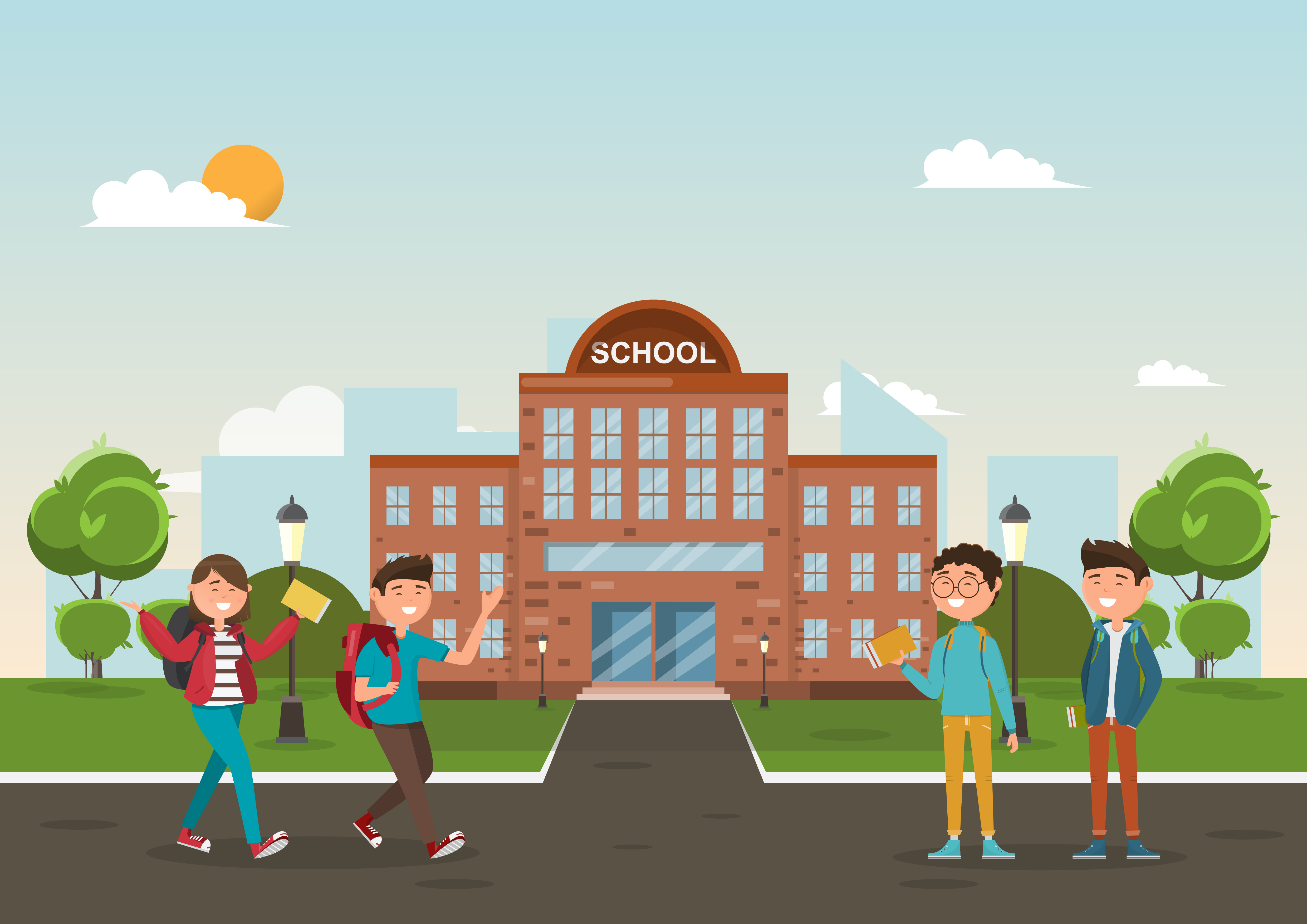 Students In Different Character At School 349156 Vector Art At Vecteezy