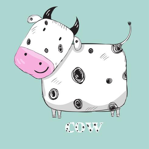 Dibujado a mano linda vaca vector