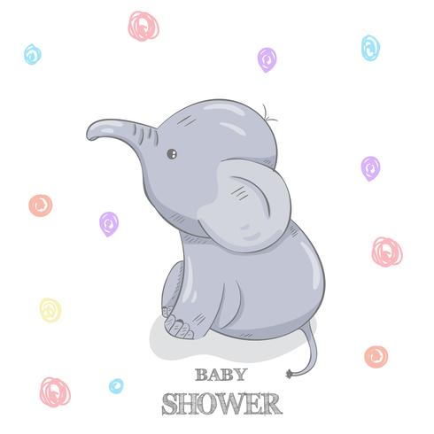 Dibujado a mano lindo bebé elefante vector