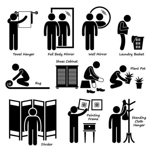 Home House Accessories And Decorations Stick Figure Pictogram Icon Cliparts Download Free Vectors Clipart Graphics Vector Art