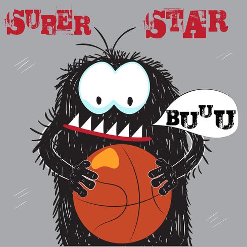 Cute monster basketball player vector