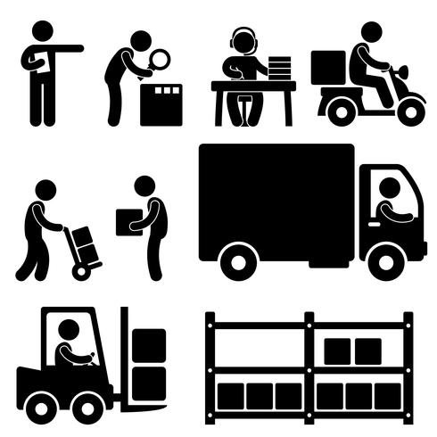 Logistic Warehouse Delivery Shipping Icon Pictogram. vector