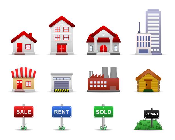 Real Estates Property Icons Vector. vector