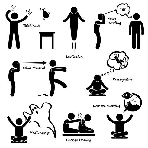 Psychic Power Sixth Sense Stick Figure Pictogram Icon. vector