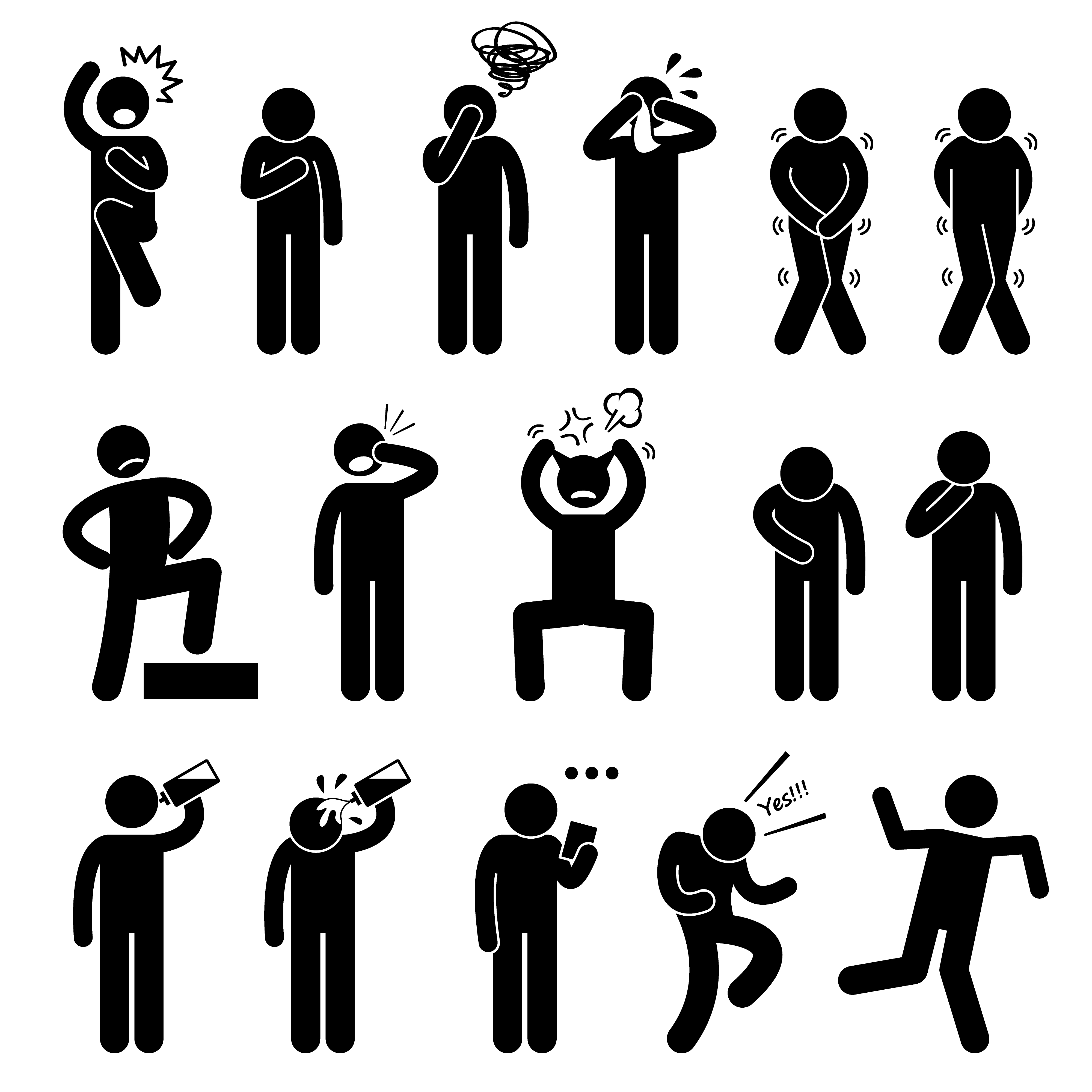 Human Action Poses Postures Stick Figure Icons. 349495 Vector Art Vecteezy