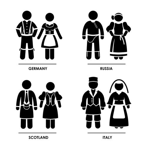Europe Traditional Clothing vector