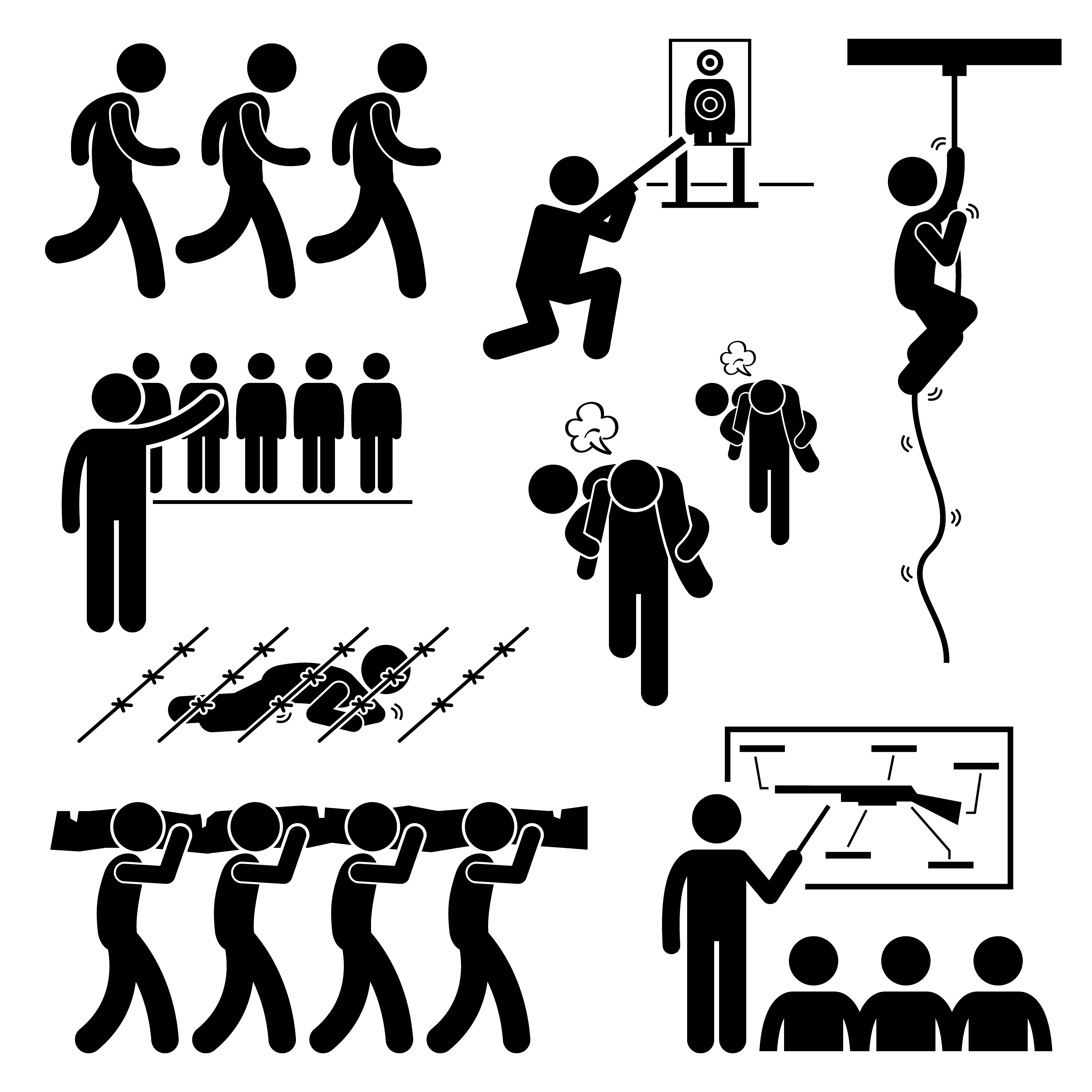 Soldier Military Training Workout National Duty Services Stick Figure