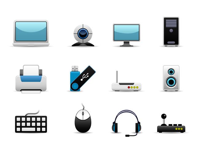 Iconos de hardware de la computadora. vector