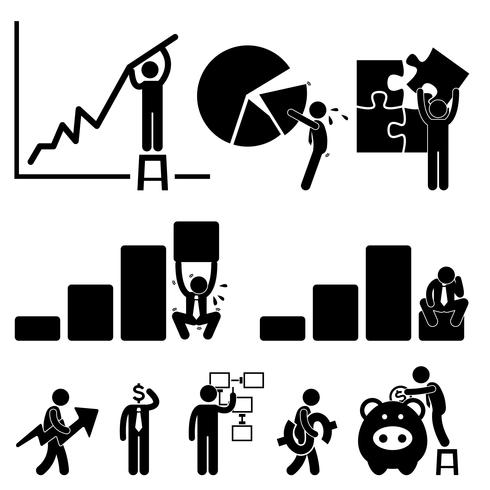 Business Finance Chart Employee Worker Businessman Solution Icon Symbol Sign Pictogram. vector