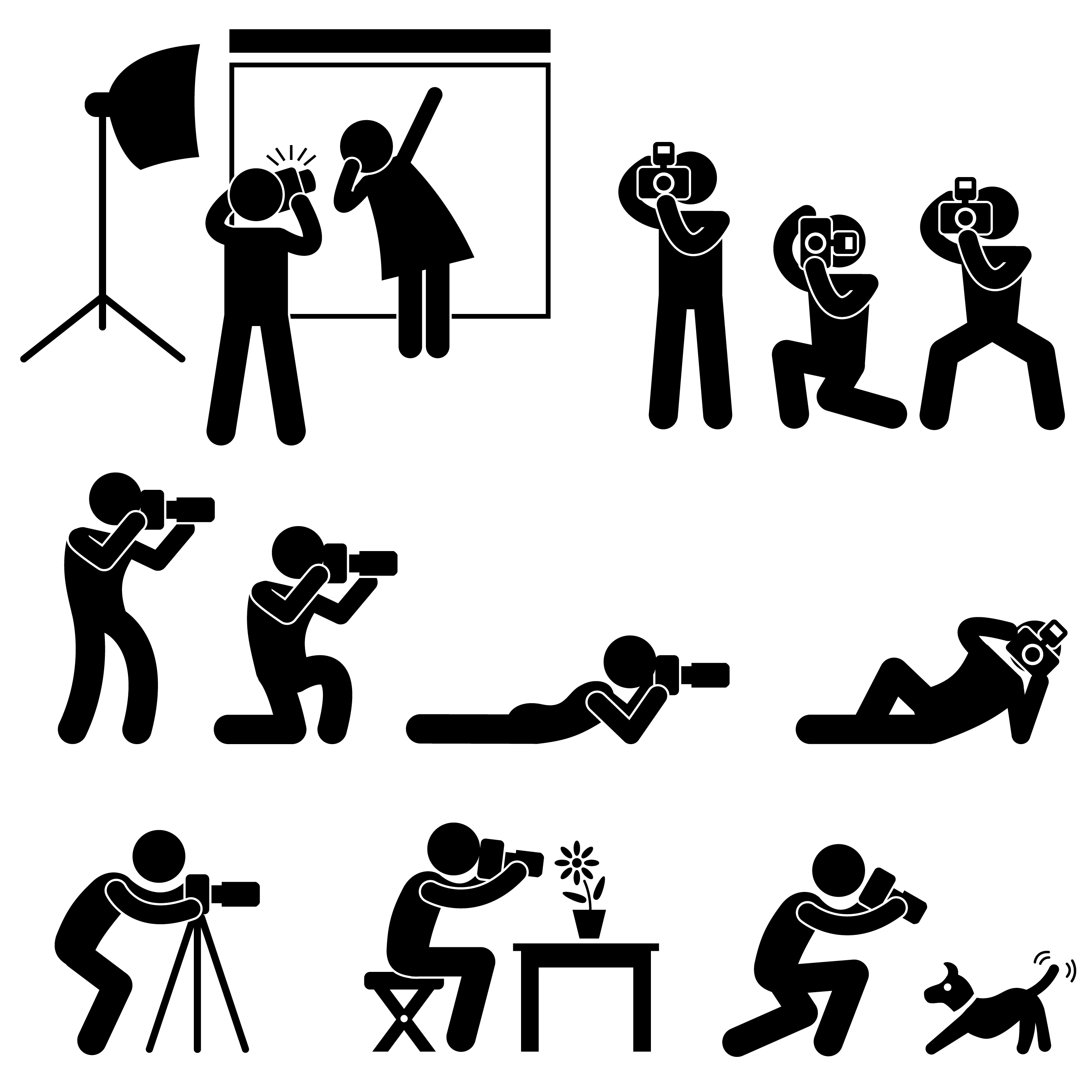 Photographer Cameraman Paparazzi Pose Posing Icon Symbol Sign Pictogram