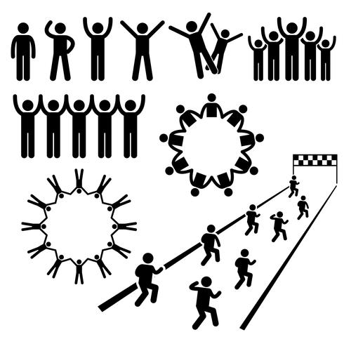 People Community Welfare Stick Figure Pictogram Icons. vector