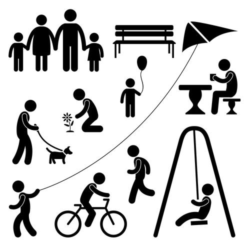 Man Family Children Garden Park Activity Symbol Pictogram. vector