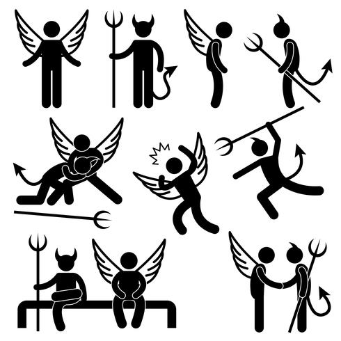 Devil Angel Friend Enemy Icon Symbol Sign Pictogram. vector