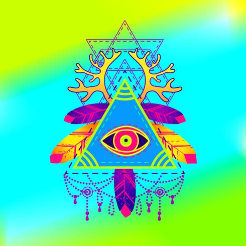 
All-seeing eye pyramid symbol. vector