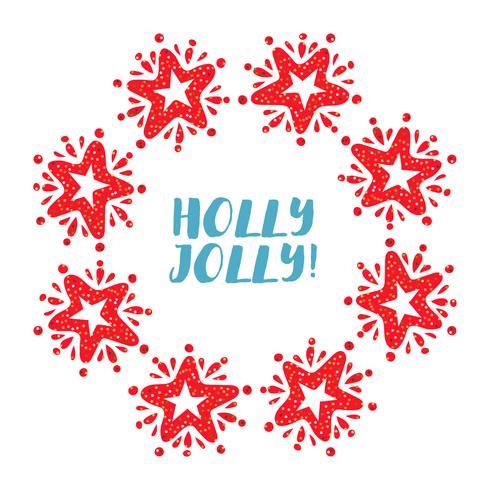 Christmas star wreath isolated on white background vector
