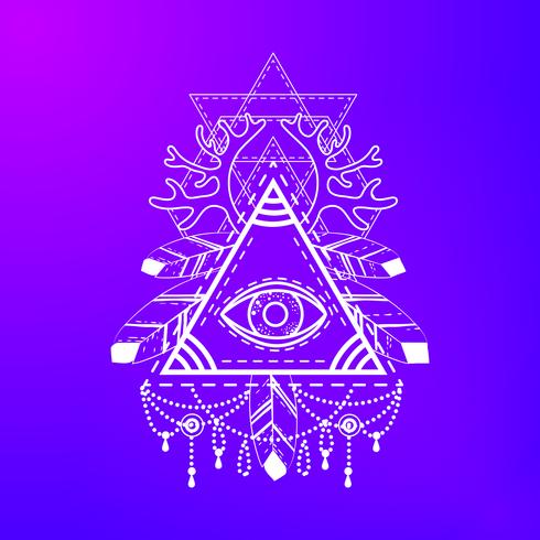 
All-seeing eye pyramid symbol. vector