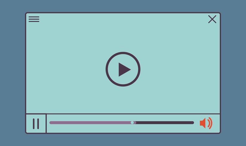 Flat video player for web and mobile apps vector