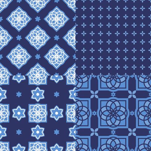 Portuguese azulejo tiles. Seamless patterns.  vector