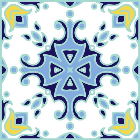 Portuguese azulejo tiles. Blue and white gorgeous seamless patte vector