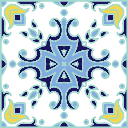 Portuguese azulejo tiles. Blue and white gorgeous seamless patte vector