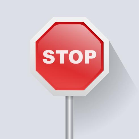 Red road sign with text Stop icon vector