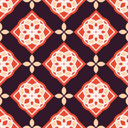 Portuguese azulejo tiles. Red and white gorgeous seamless patterns.  vector