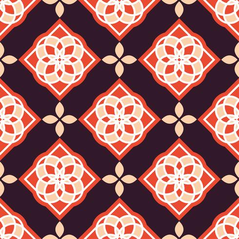 Portuguese azulejo tiles. Red and white gorgeous seamless patterns.  vector