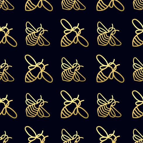 Seamless pattern with gold Bee vector