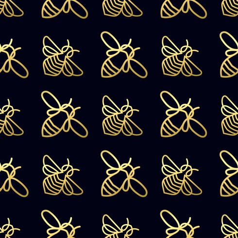 Seamless pattern with gold Bee vector