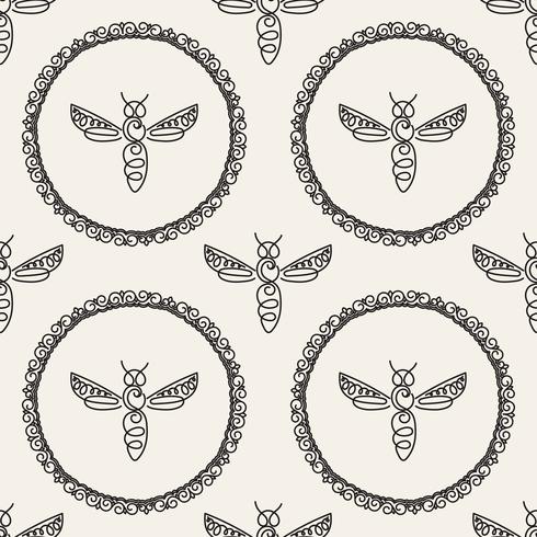 Seamless pattern with Bee vector
