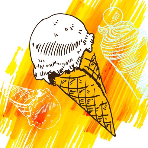 Bosquejo de estilo de postre helado Doodle congelado vector