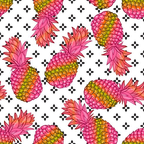 Pineapple creative trendy seamless pattern vector