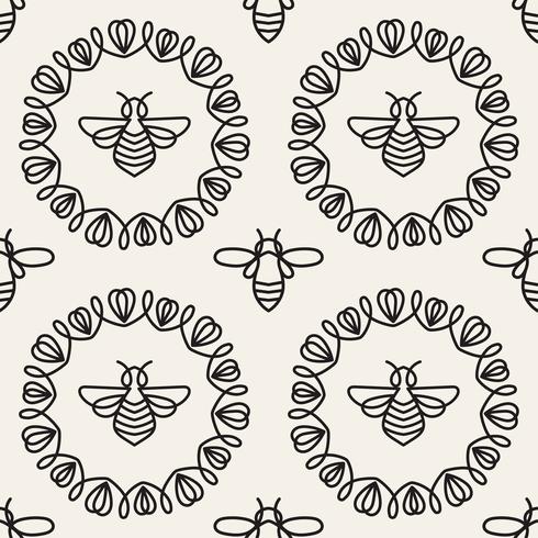 Seamless pattern with Bee vector