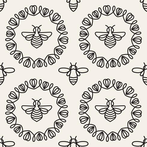 Seamless pattern with Bee vector