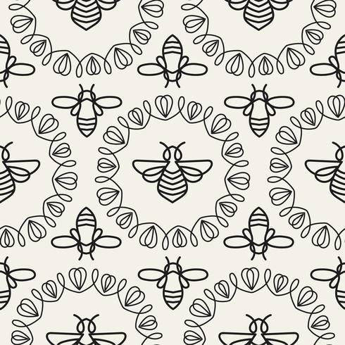 Seamless pattern with Bee vector