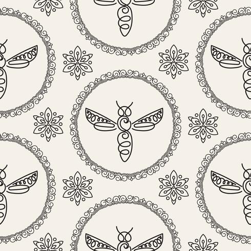 Seamless pattern with Bee vector