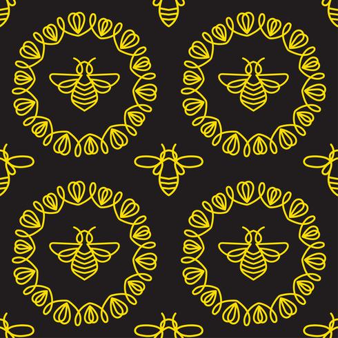 Seamless pattern with Bee vector