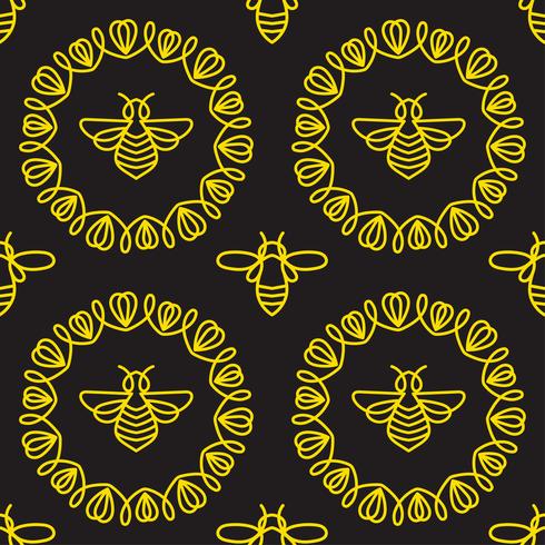 Seamless pattern with Bee vector