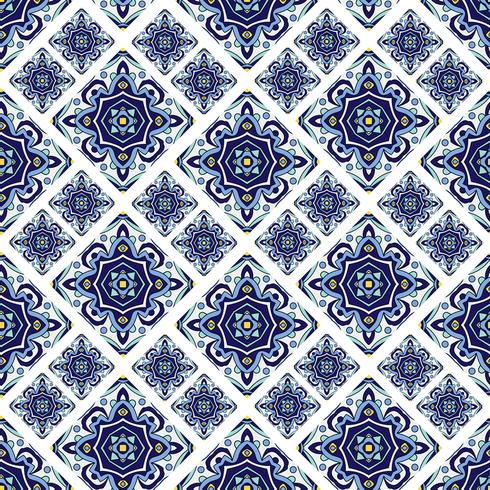 Azulejos de azulejo portugués. Azul y blanco hermosa patte inconsútil vector