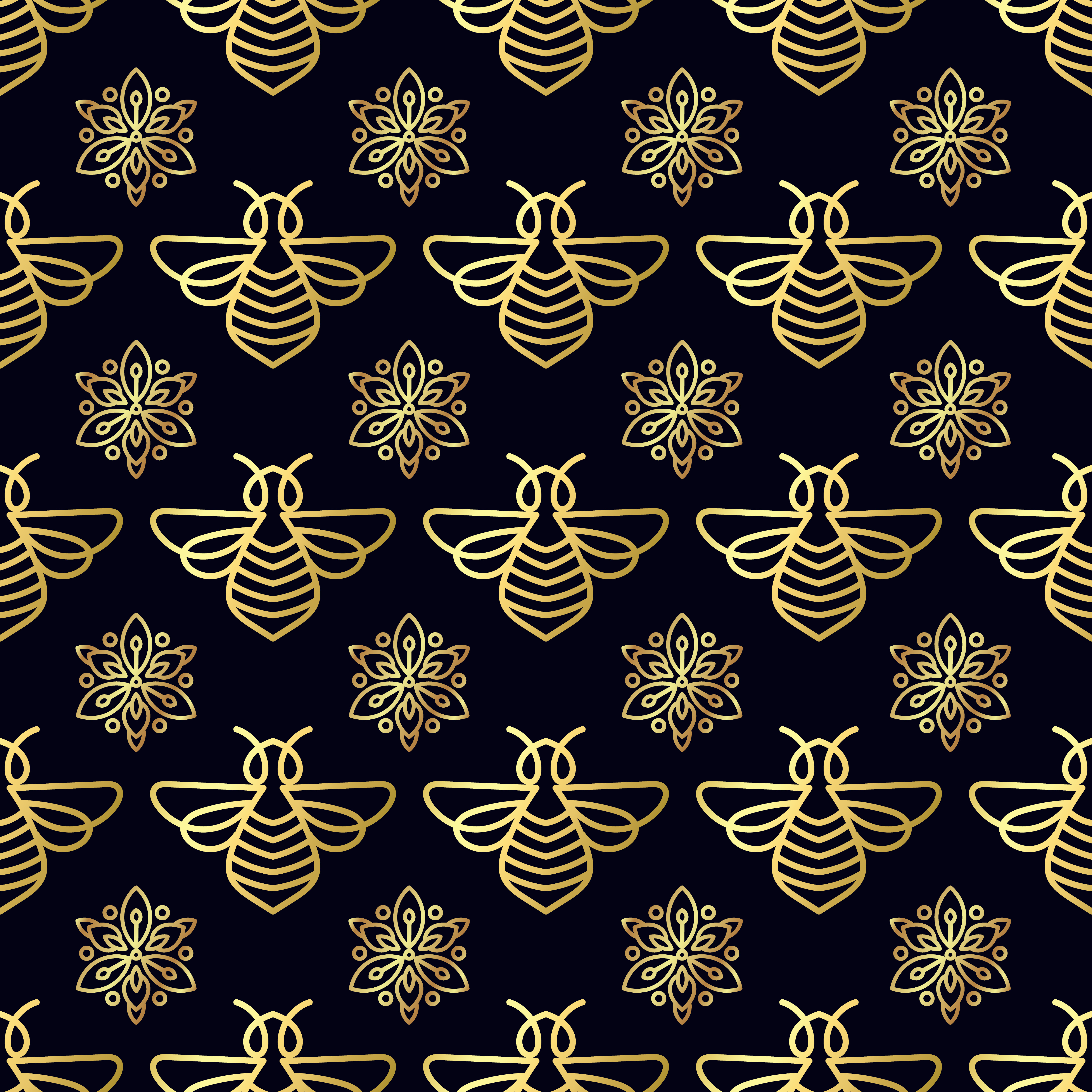 Seamless pattern with gold Bee 351577 Vector Art at Vecteezy