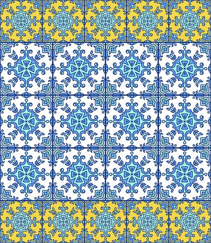 Portuguese azulejo tiles. Blue and white gorgeous seamless patte vector