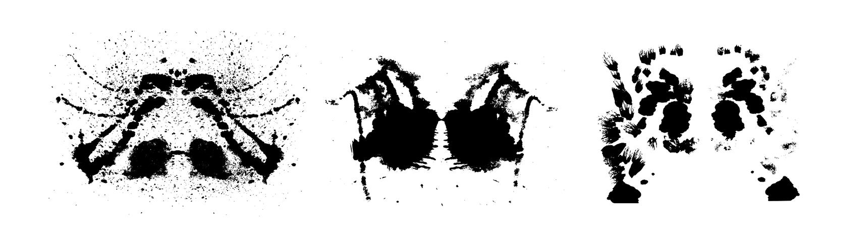 Rorschach inkblot test symmetrical abstract ink stains vector