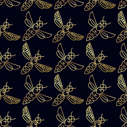 Seamless pattern with gold Bee vector