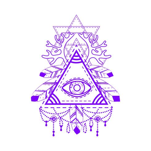 
All-seeing eye pyramid symbol. vector