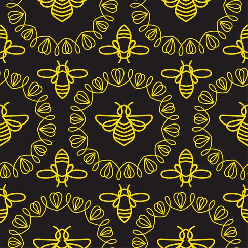 Seamless pattern with Bee vector