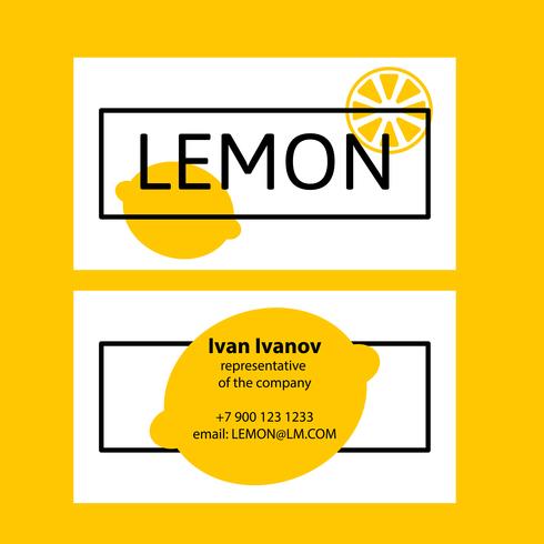 Business Card lemon in a flat style. vector