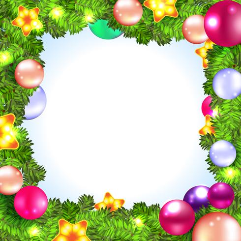 Christmas wreath with baubles and christmas tree, 351791 Vector Art at ...