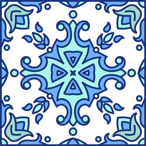 Portuguese azulejo tiles. Blue and white gorgeous seamless patte vector