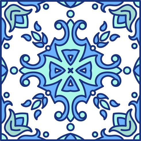 Portuguese azulejo tiles. Blue and white gorgeous seamless patte vector