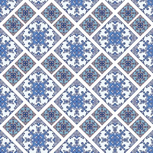 Portuguese azulejo tiles. Blue and white gorgeous seamless patte vector